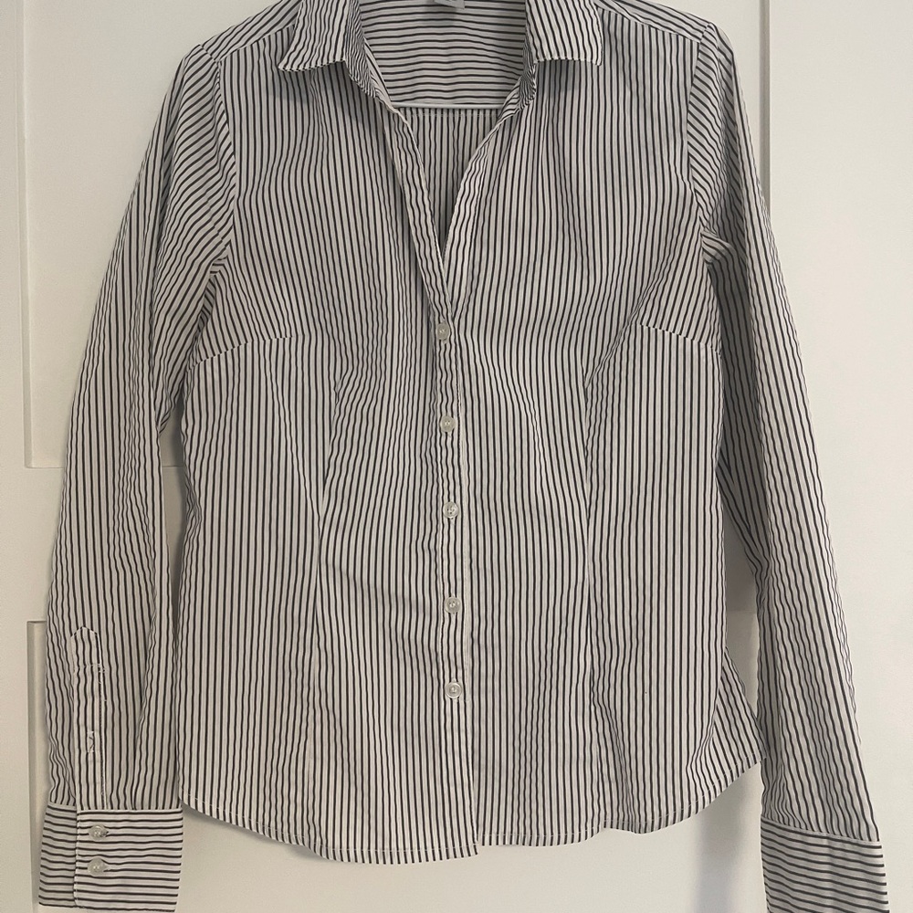 H&M Grey and white Striped Shirt
